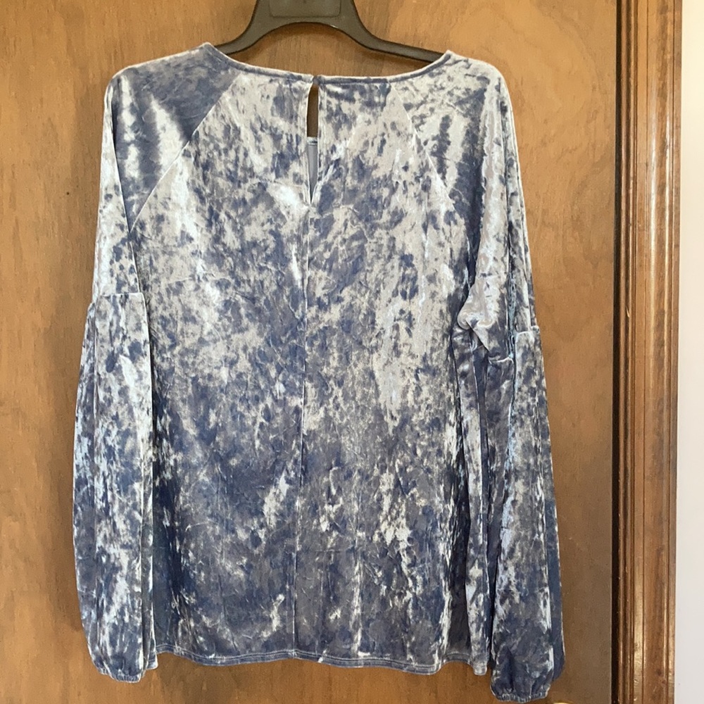 Relisted LC Lauren Conrad duller blue velvet volume sleeve top boho XL - Picture 11 of 17